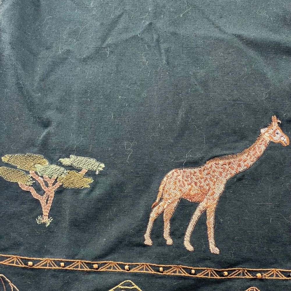 Lemon Grass Safari Animal‎ Embroidered Sleeveless Button Up Shirt Women's Small - Picture 4 of 6